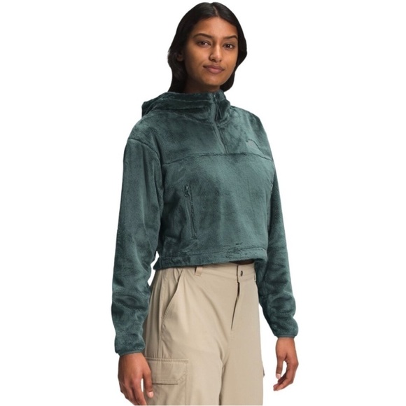 The North Face Osito Quarter Zip Cropped Hoodie Balsam Green Size XL - Picture 1 of 10